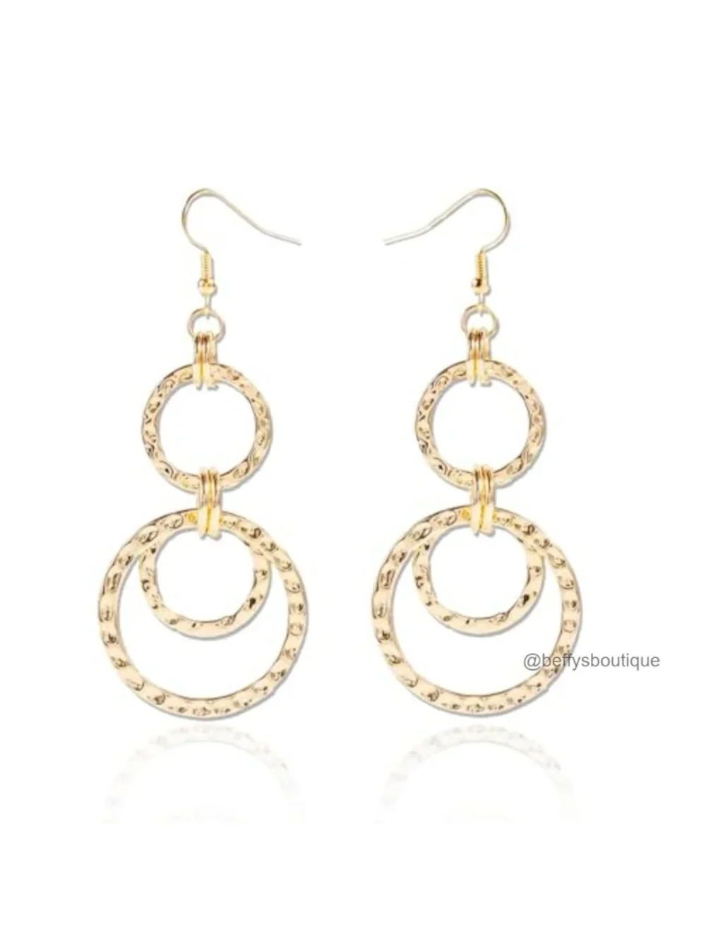 Hammered Boho Gold Dangle Hoop Earrings Zinc Lightweight Drop Earrings